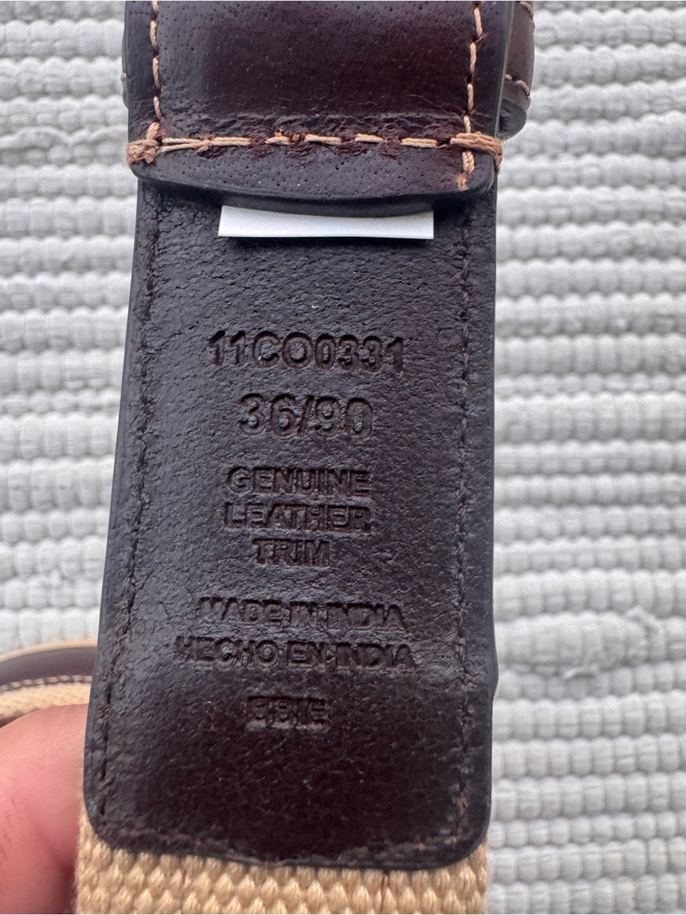 Columbia Genuine Leather & Canvas Belt Brown Tan Size 36/90 - Picture 11 of 12